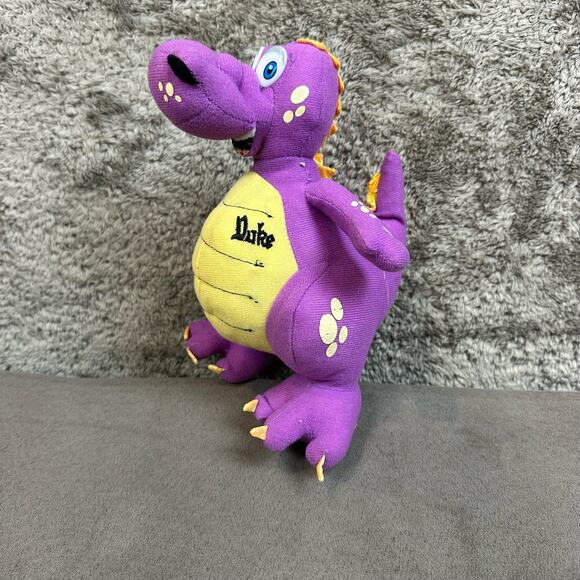 Vintage Petting Zoo Plush Duke Dinosaur Dragon Purple Yellow Standing 1994 - Picture 3 of 11